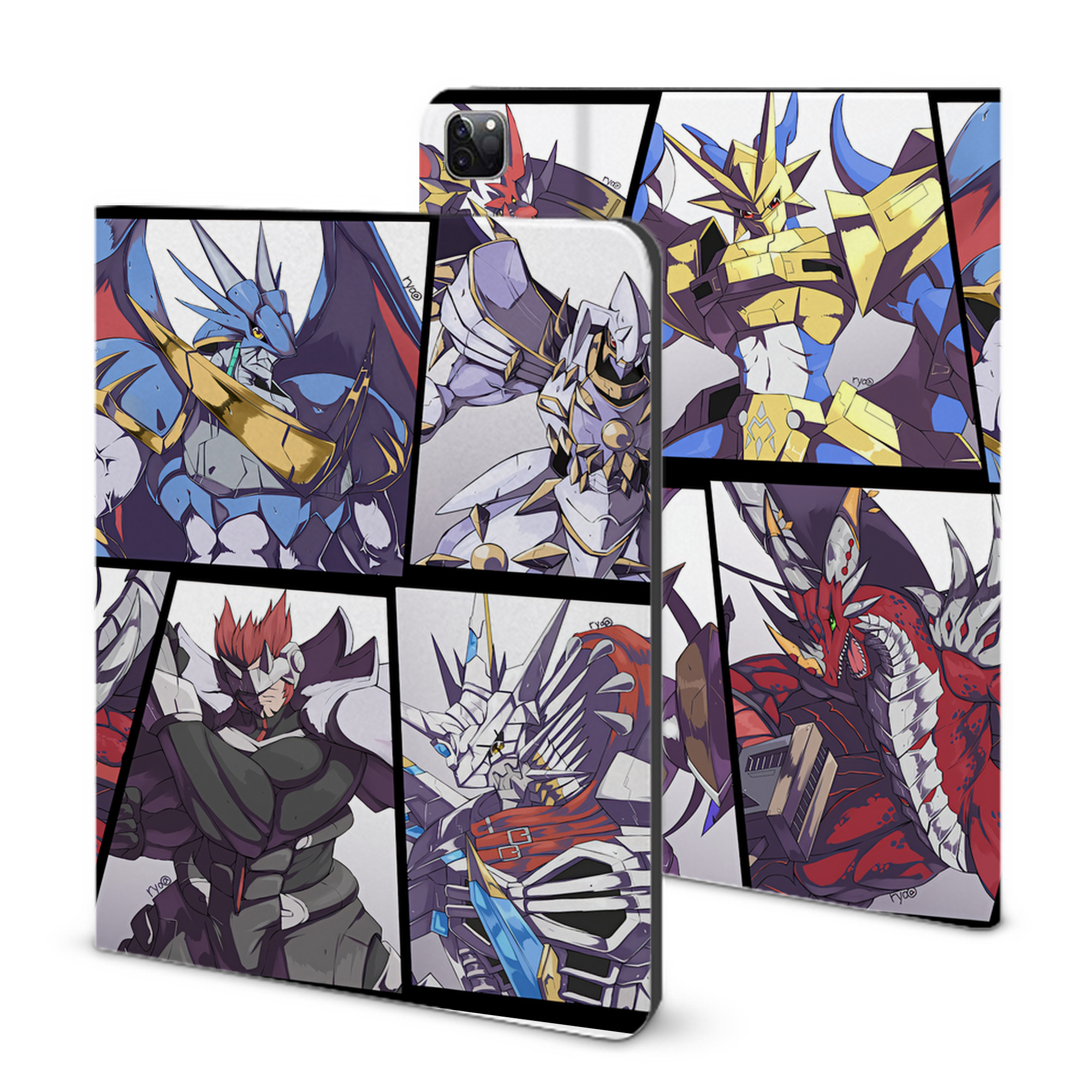 （画像用） Digimon デジタルモンスター/デジモン IPad ケース ブック型 PUレザー TPU 耐衝撃 軽量 薄型 ペン収納なし 全面保護 IPad 各モデル対応
